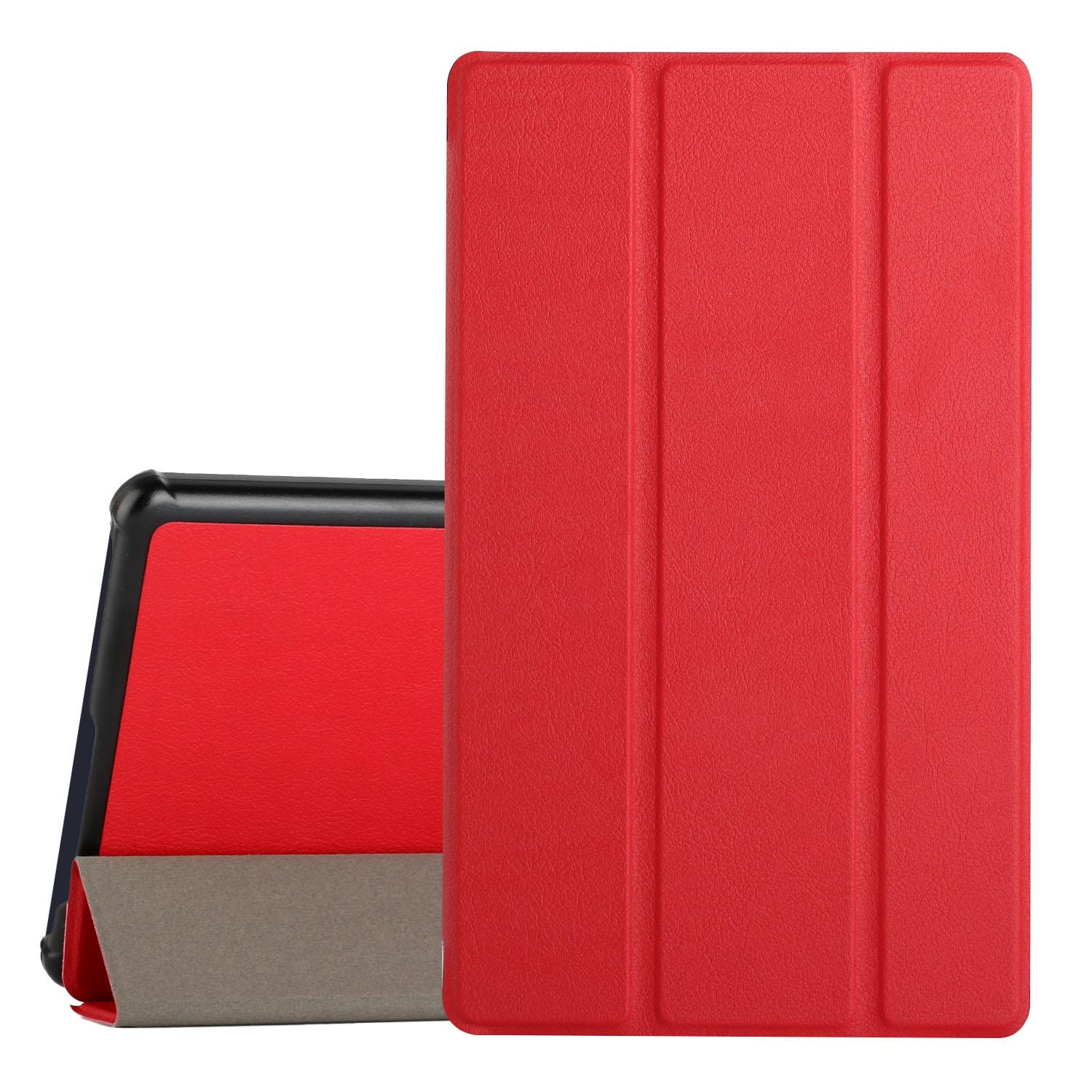 Samsung Galaxy Tab A7 Lite 8.7 inch Trifold Magnetic Closure PU Leather Case Cover - Red