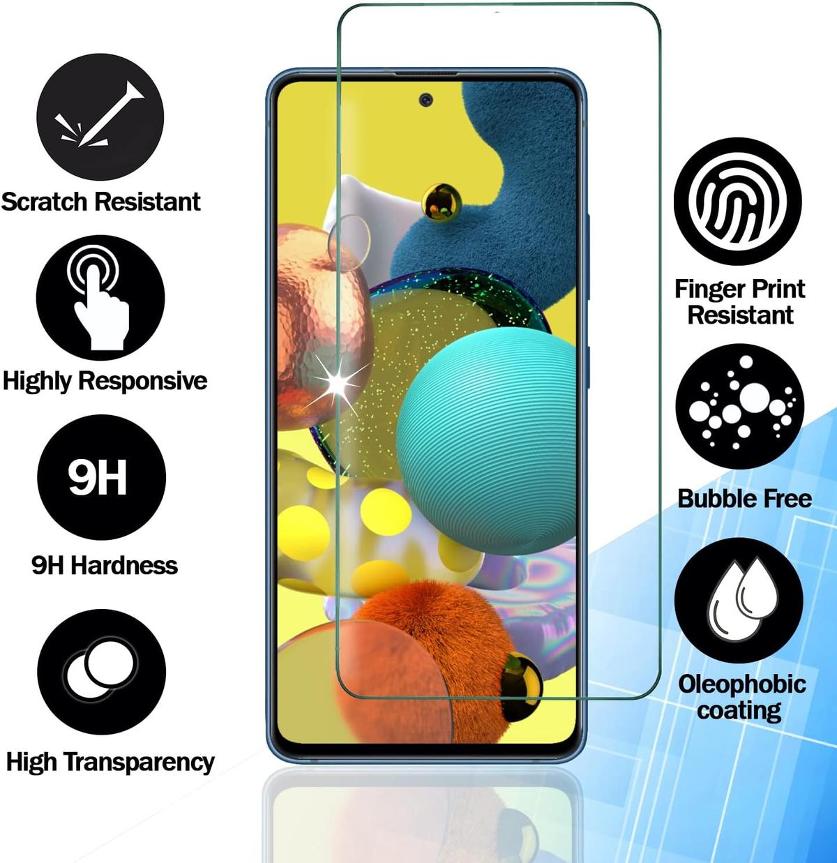 Tempered Glass Screen Protector for Samsung Galaxy A72 – Ultra-Thin, Anti-Scratch & Smudge Resistant