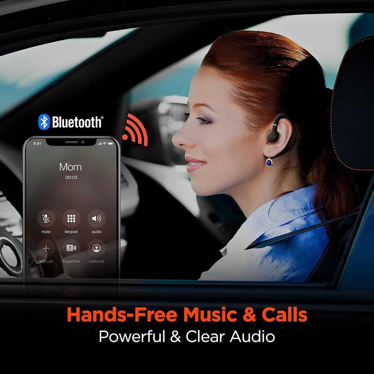 HyperGear Bluetooth Wireless Headset w/Noise Isolating Mic, Multipoint Connection Extended Talk Connect to Mobile Phone Tablet PC Single Over Ear Earbud - Black