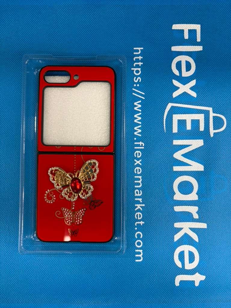 Samsung Flip Series Decorative Case (Red Butterfly)