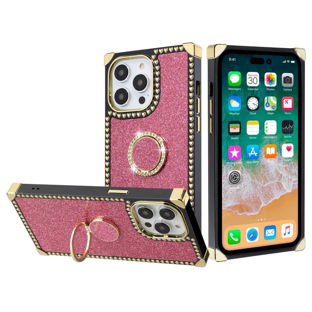 iPhone 15 Pro Heart Passion Glitter Hybrid Case with Ring Stand, photo 5 of 7
