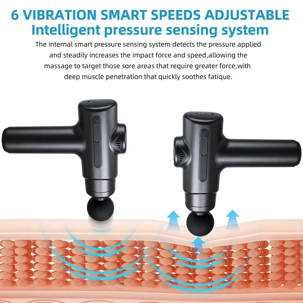 Massage Gun Percussion Massager Deep Tissue Muscle Vibrating Relaxing + 4 Heads