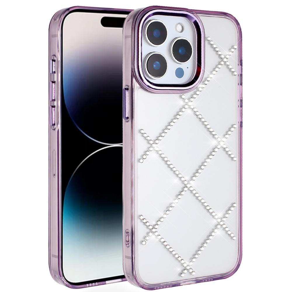 iPhone 14 Pro Max 6.7" Gem Glitter Diamond Transparent Hybrid Case – Colorful Sparkle TPU Hard Back Cover