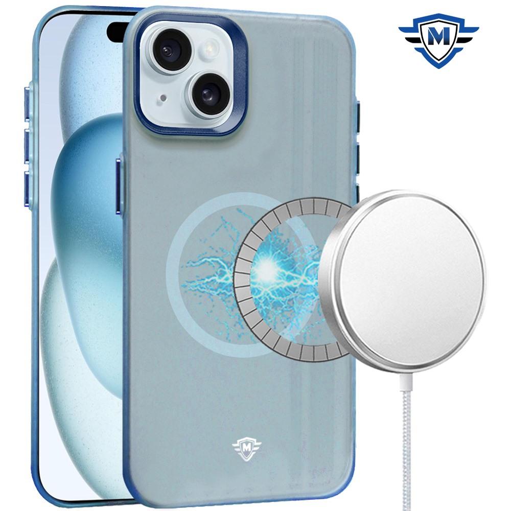  iPhone 15 METKASE Matte Finish [Magnetic Circle] Premium Raised Camera Edge Hybrid - Blue product