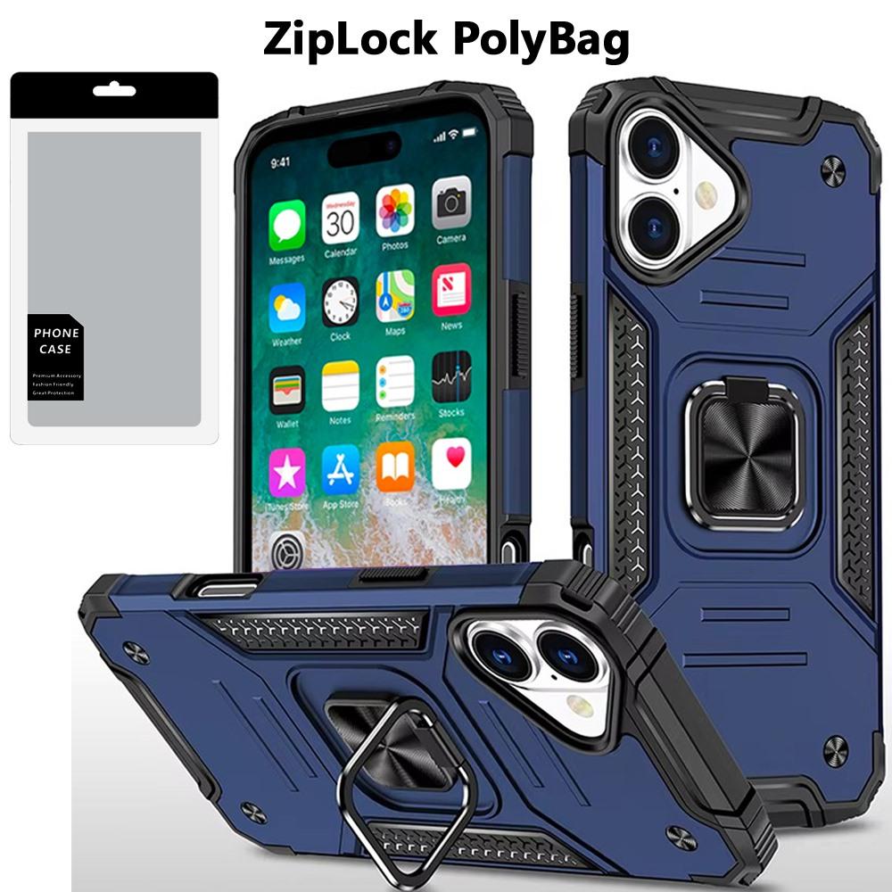 iPhone 16 Plus 6.7" Robust Magnetic Kickstand Hybrid Case | Heavy-Duty Shockproof Rugged Cover with 360° Ring Stand, photo 2 of 3