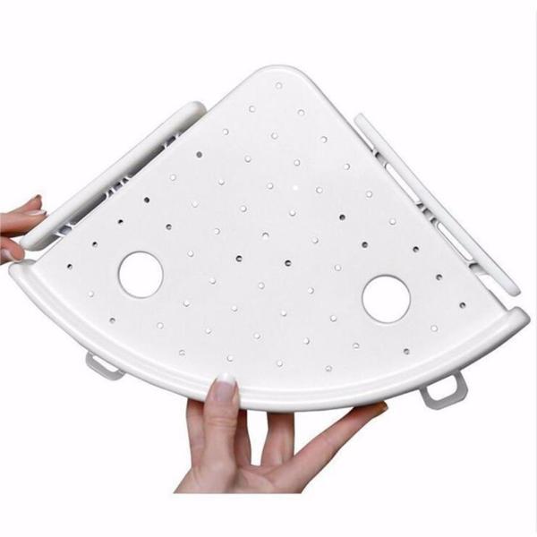 Corner Shower Shelf Organizer with Hooks, 5.3 x 3.9 Inches, White
