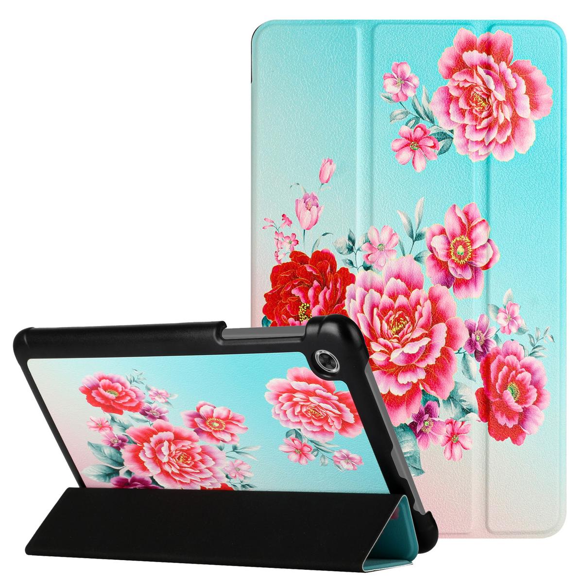 Alcatel Joy Tab 2 Trifold Magnetic Closure PU Leather Case Cover - Blooming Flowers