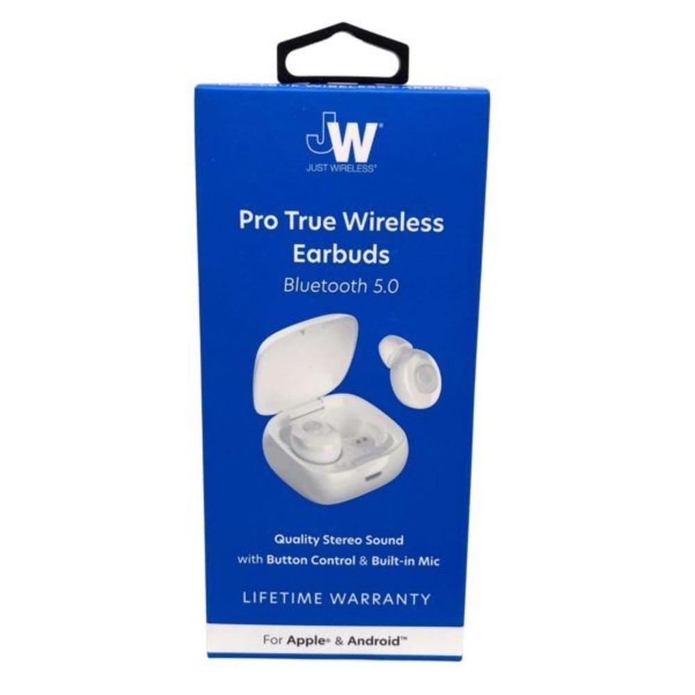 JW True Wireless Pro Bluetooth 5.0 Earbuds – Button Control, Built-in Mic – Black