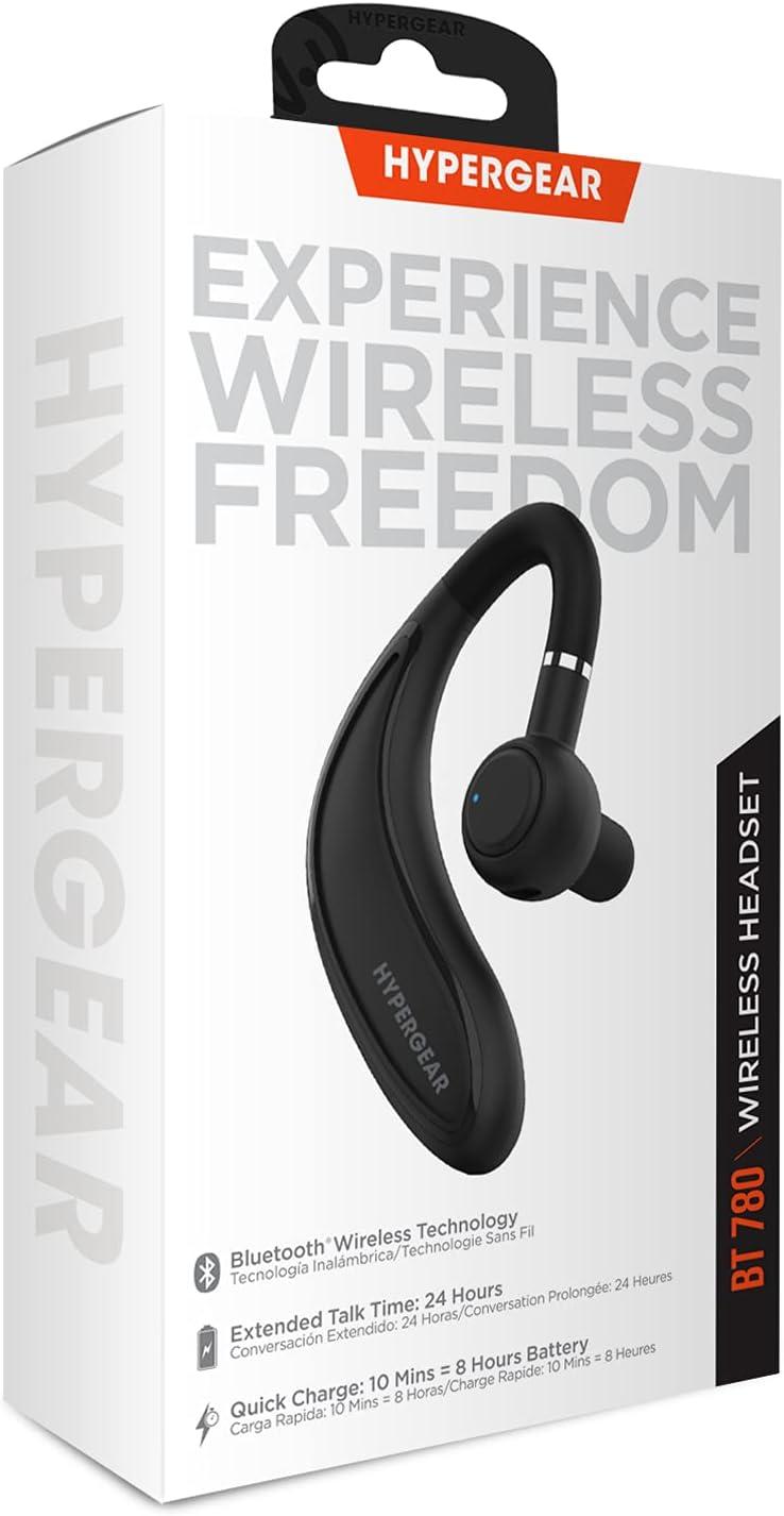 HyperGear Bluetooth Wireless Headset w/Noise Isolating Mic, Multipoint Connection Extended Talk Connect to Mobile Phone Tablet PC Single Over Ear Earbud - Black, photo 2 of 4