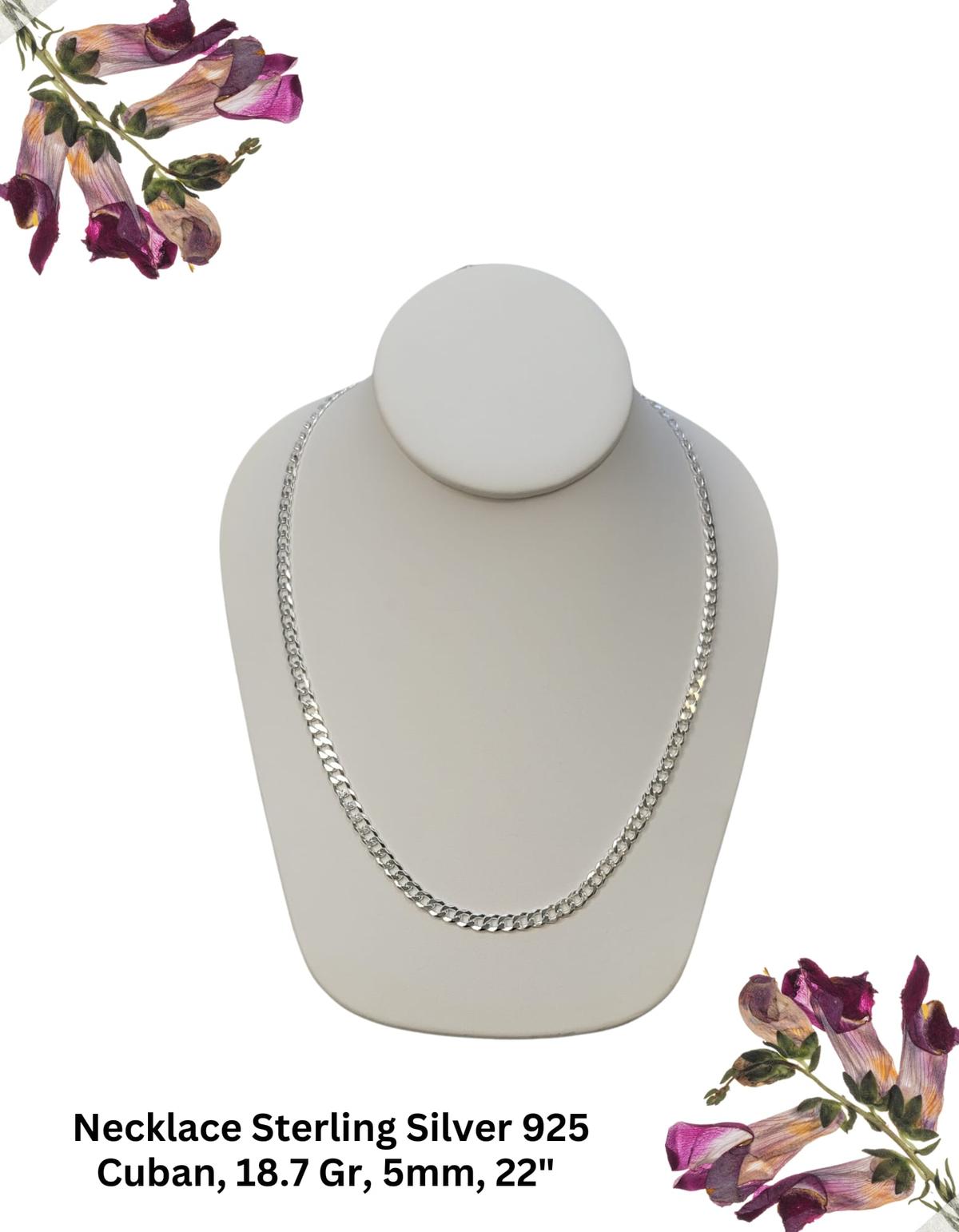 Necklace Sterling Silver 925 Cuban,18.7 Gr, 5mm, 22"