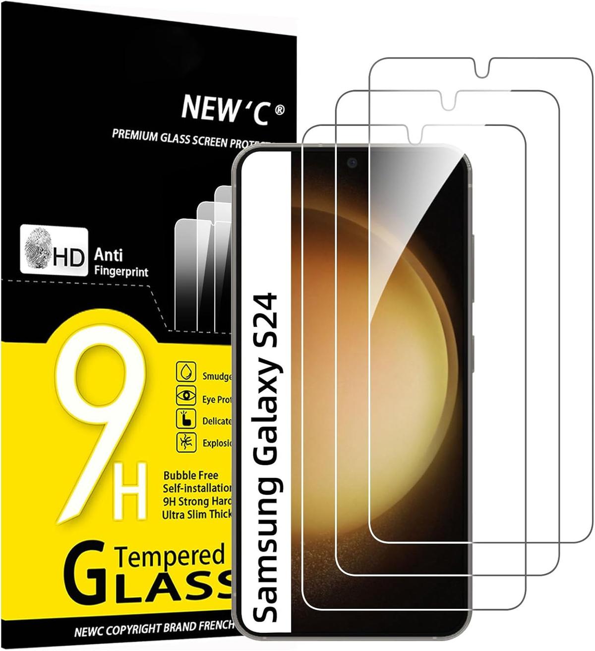 Pack of 3 Samsung Galaxy S24 Tempered Glass Screen Protectors – Case Friendly, HD Clear & Bubble-Free Application