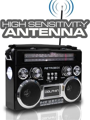 Dolphin SP-411BT RETROBOX Portable Bluetooth AM/FM Radio (Black), photo 4 of 4