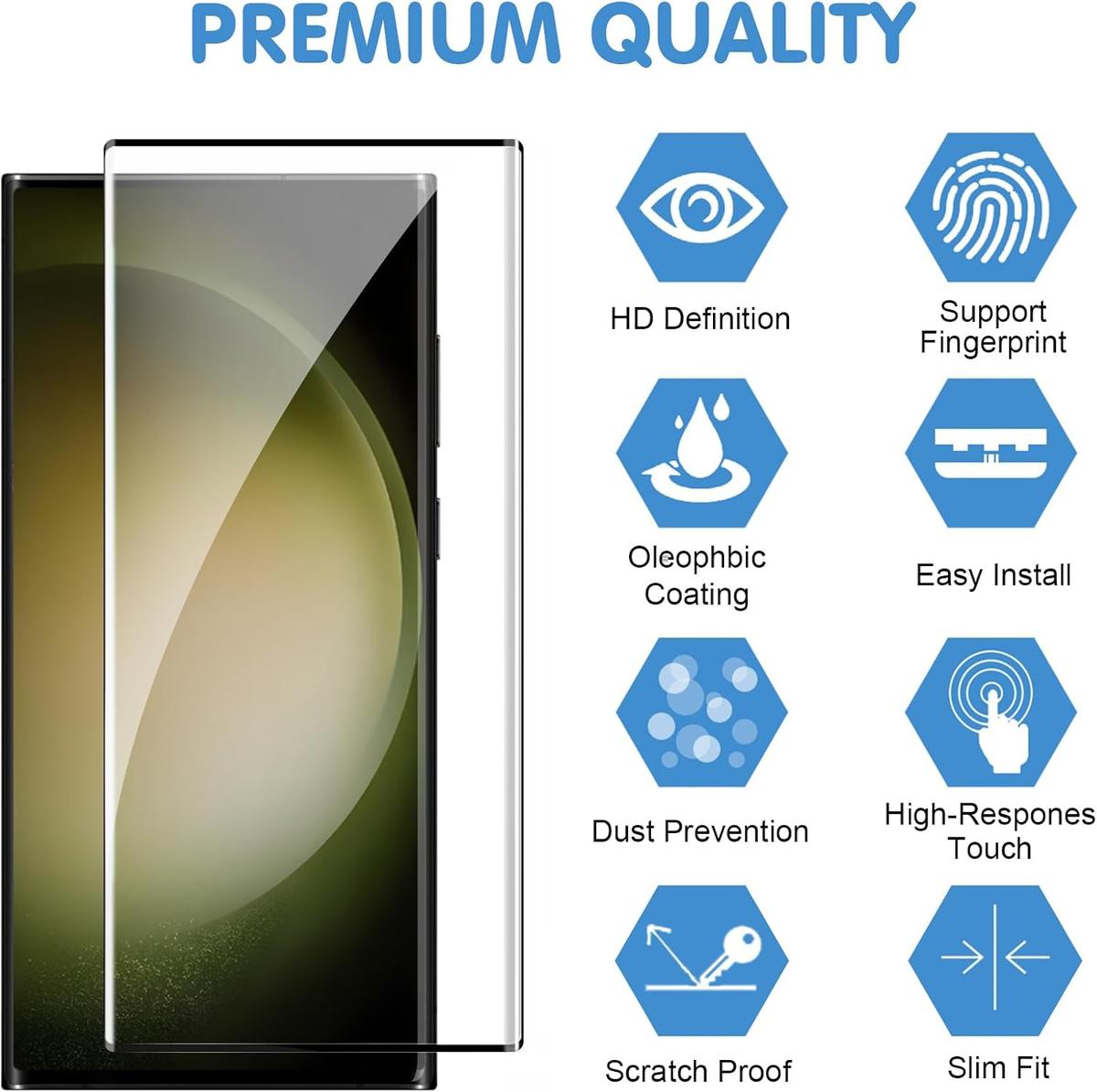 Tempered Glass Screen Protector for Samsung Galaxy S23 Ultra – HD Clear, Anti-Scratch & Shatterproof