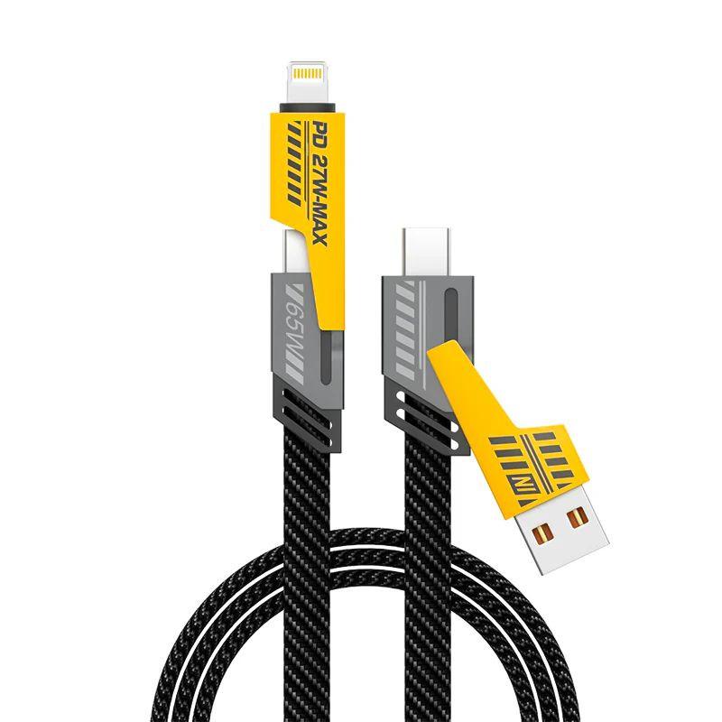 Flat Wire Fast Charging USB-A to Lightning / USB-C Cable – 65W / 27W Power
