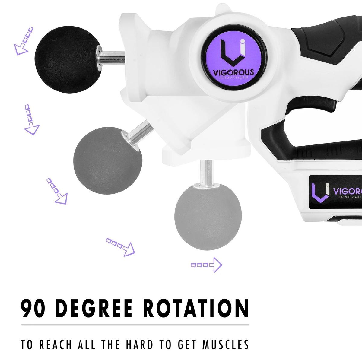 VIGOROUS Compact Personal Percussion Massage Gun with Case & Attachments