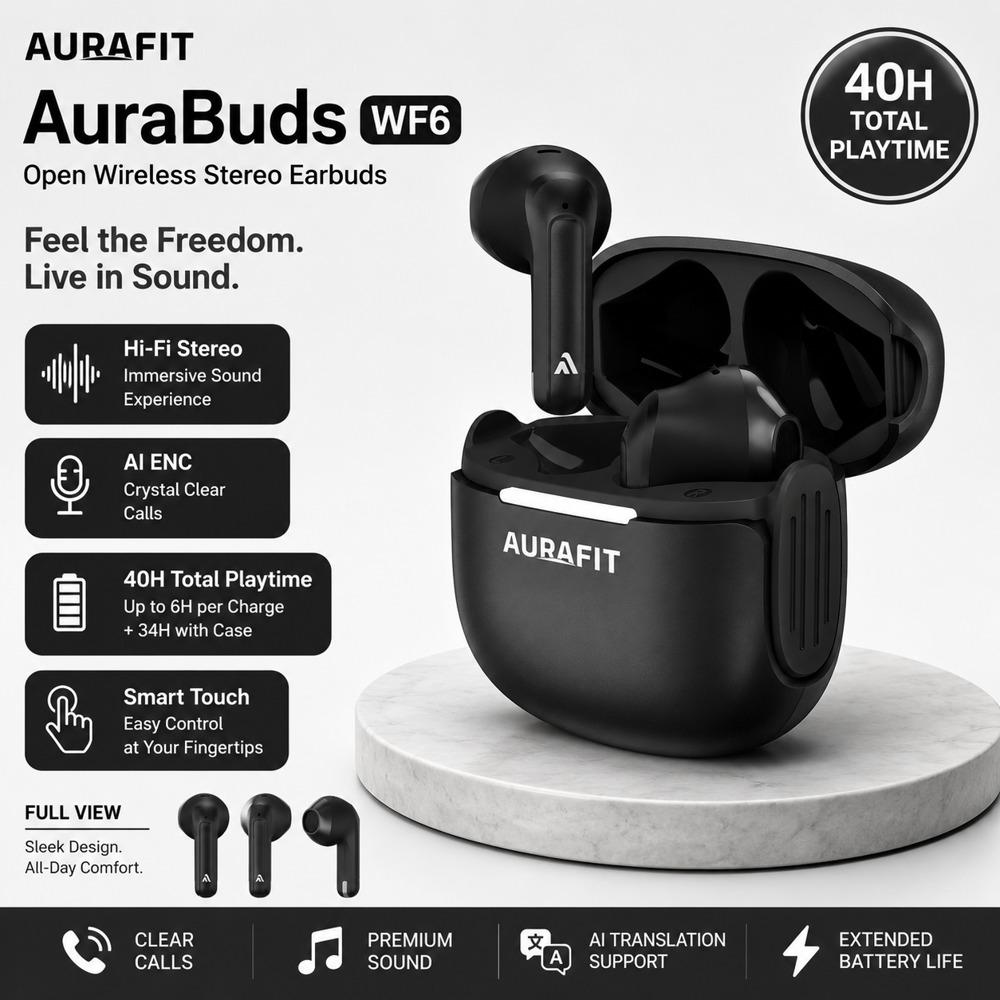 AuraFit AuraBuds WF6 Open Wireless Stereo Earbuds