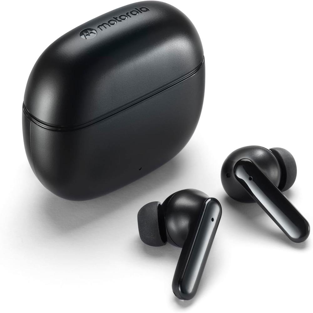 Meet the MOTO BUDS 125 - 17 hours of playtime. Pair instantly with Fast Pair, make clear calls with dual mics and ENC, and control with a touch or voice command. IPX5 water-resistant - BLACK, photo 2 of 4