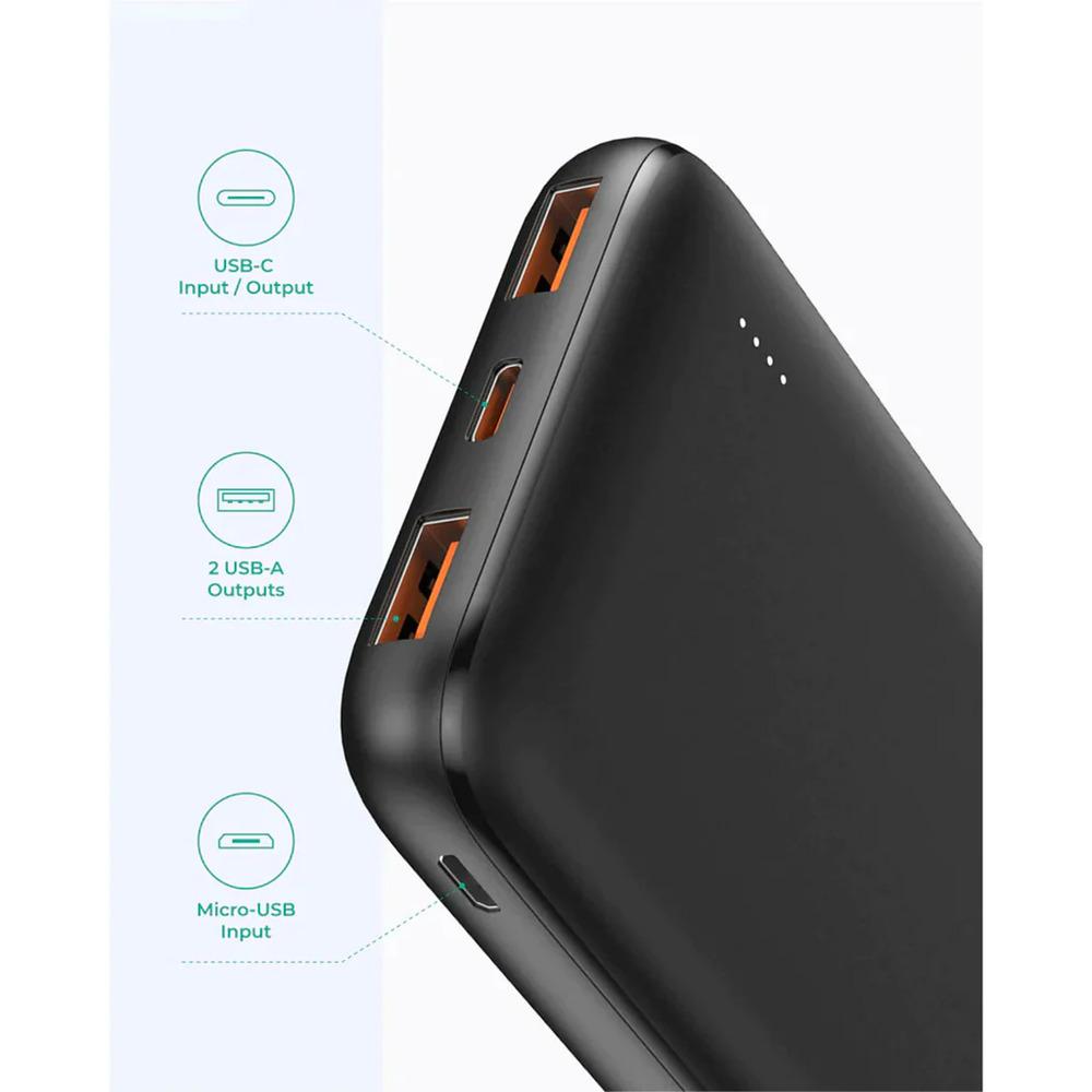 Aukey 10,000 MAH PD 20W USB-C Power Bank with USB-A to USB-C Cable PB-N73S - Black
