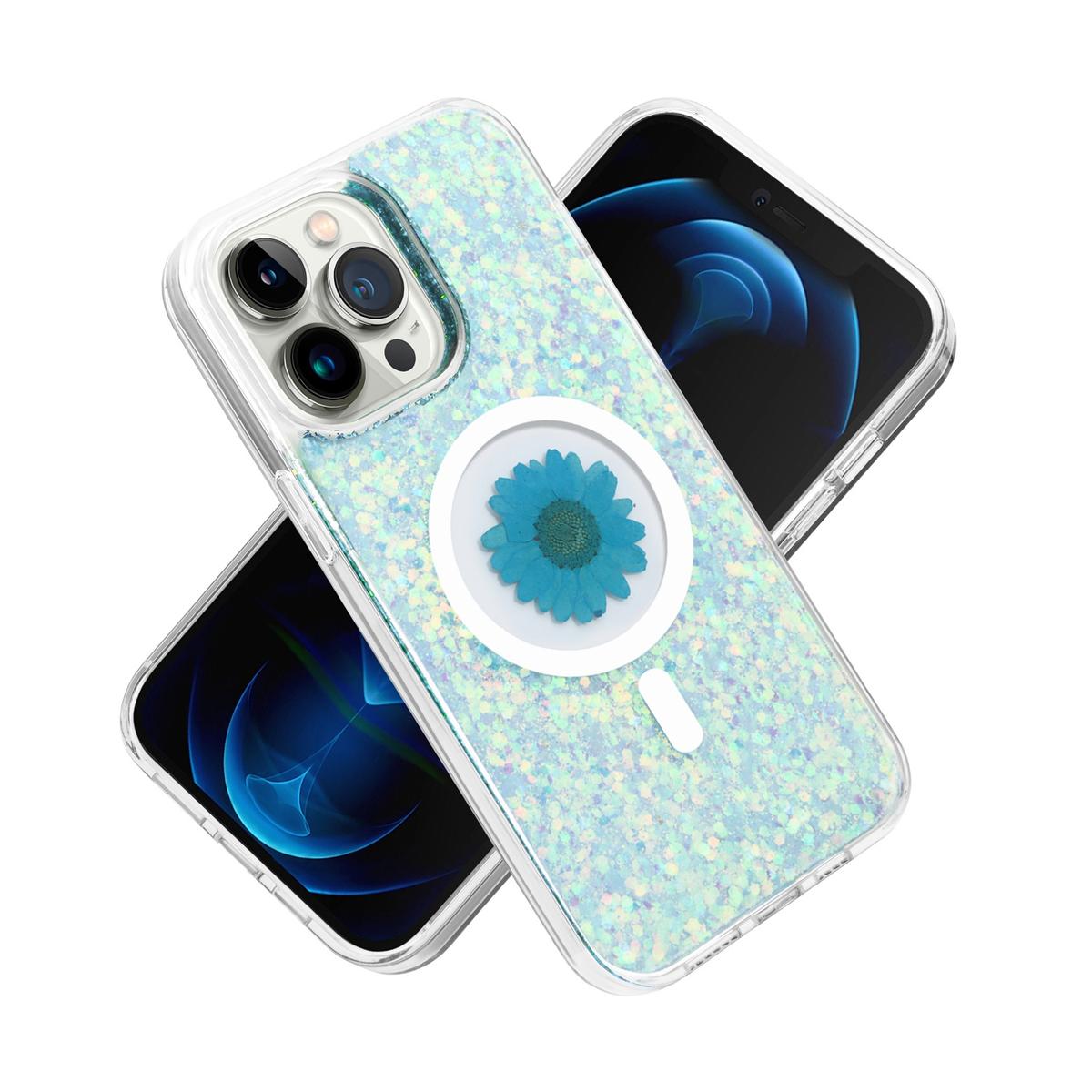 iPhone 13/14 Magnetic Ring Circle Real Flower Epoxy Glitter Hybrid Case – Floral Elegance Meets Functional Grip, photo 6 of 15