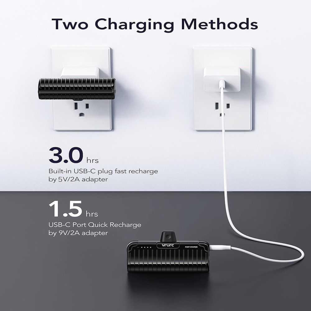 VRURC USB C Portable Charger, 5000mAh Mini Power Bank Fast Charging,PD 20W Charging Bank Compatible with iPhone 15,15 Pro,15Pro Max, Samsung Galaxy,Note 20/10/9/8,Google Pixel,Android etc (Black) (LANE B RACK 6 TOP SHELF), photo 5 of 9