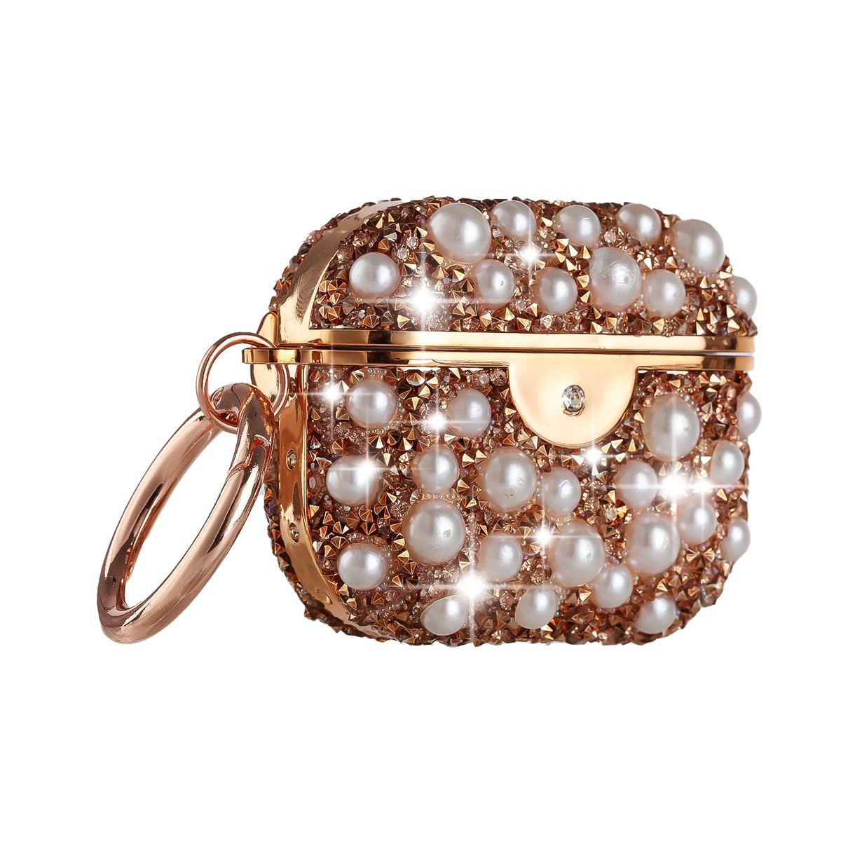 AirPods 1/2 Pearl Diamond Glitter Hybrid Case Cover - Rose Gold