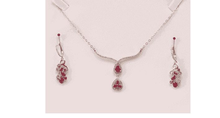 necklace and a pair of earrings