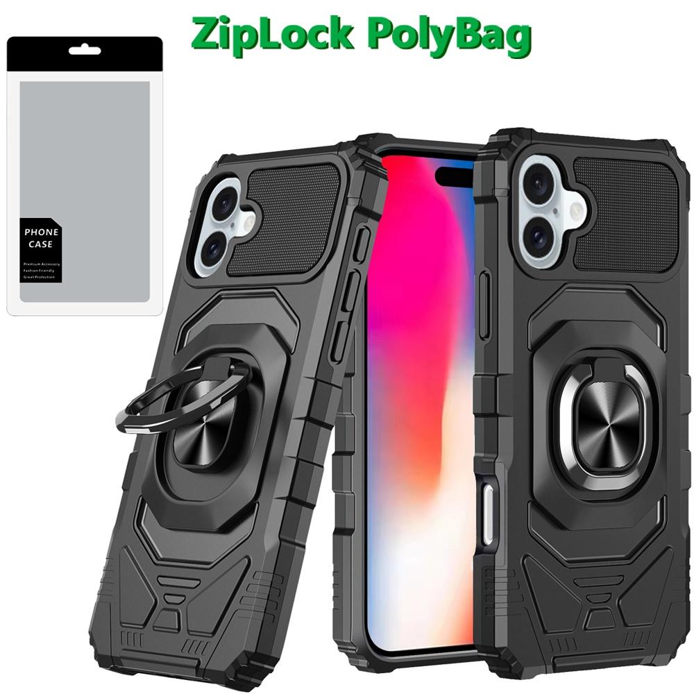 iPhone 16 6.1" Robotic Hybrid Case – Magnetic Ring Stand