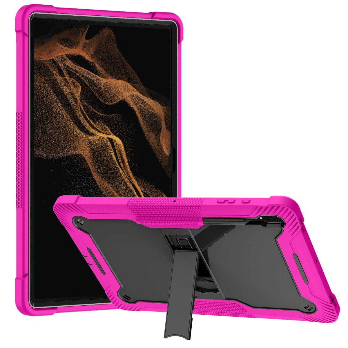 Samsung Tab S8 Ultra Tough Tablet Strong Kickstand Hybrid Case Cover - Hot Pink