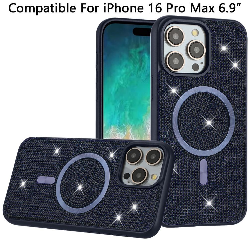 For iPhone 16 Pro Max 6.9 inch Diamond [Magnetic Circle] with CD Pattern Hybrid - Blue, photo 2 of 3