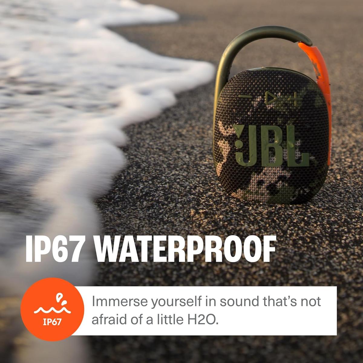 JBL Clip 4 - Portable Mini Bluetooth Speaker, big audio and punchy bass, integrated carabiner, IP67 waterproof and dustproof, 10 hours of playtime, speaker for home, outdoor and travel (Squad), photo 5 of 5