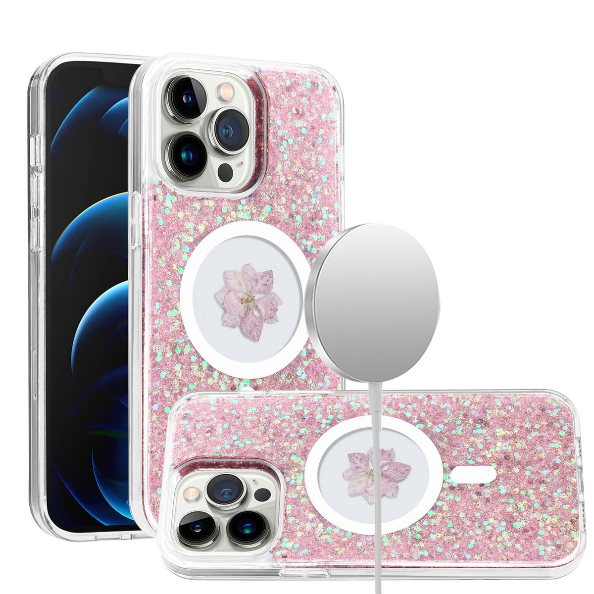 iPhone 13/14 Magnetic Ring Circle Real Flower Epoxy Glitter Hybrid Case – Floral Elegance Meets Functional Grip, photo 11 of 15