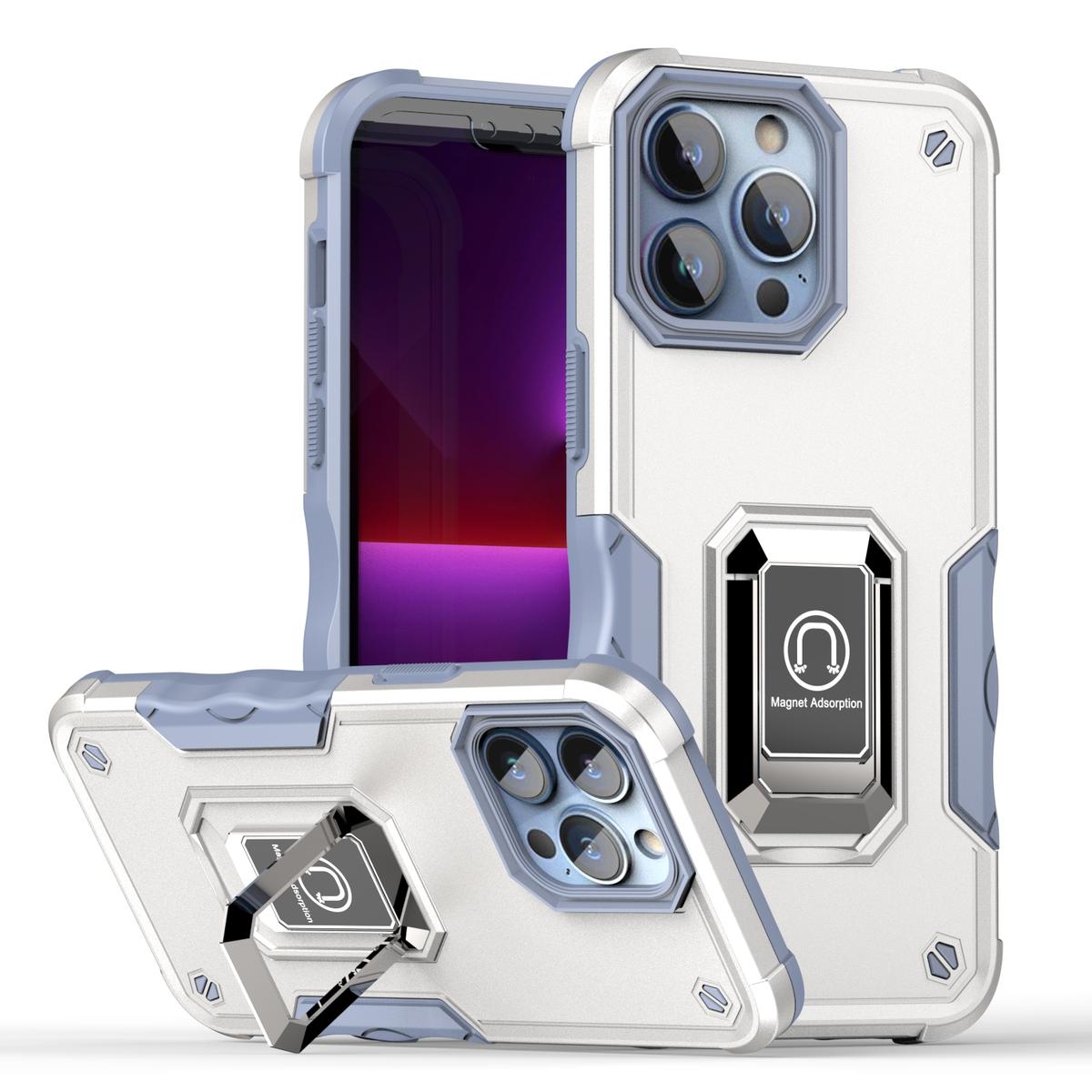 iPhone 15 OPTIMUM Magnetic Ring Stand Hybrid Case Cover - White