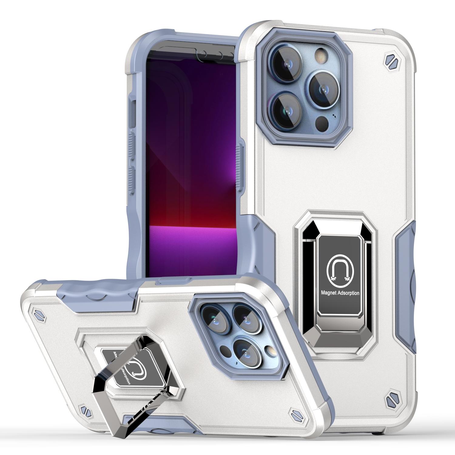 iPhone 15 OPTIMUM Magnetic Ring Stand Hybrid Case Cover - White