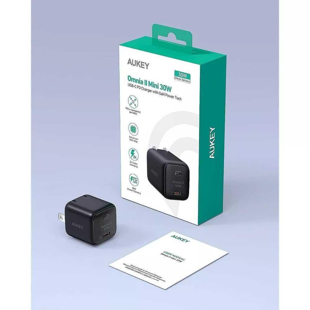 AUKEY Omnia II Mini 30W USB-C PD Charger with GaN Power Tech Black, photo 2 of 2