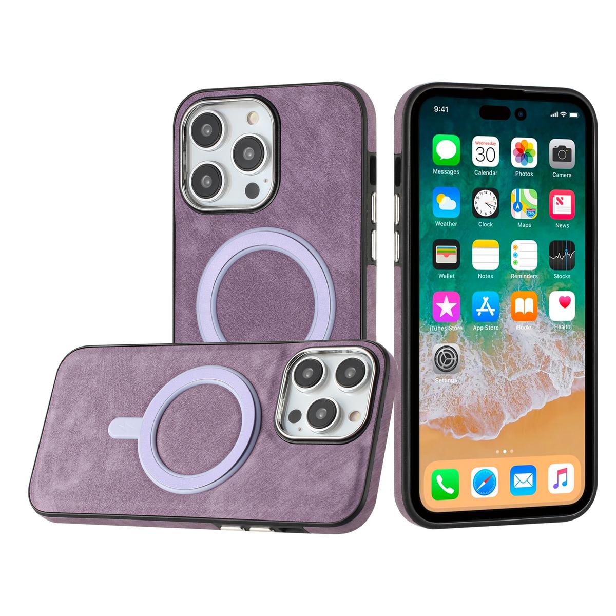 iPhone 12 Pro Max 6.7 Fashion Chrome Edged Magnetic PU Leather Hybrid Case with Camera Ring, photo 4 of 7