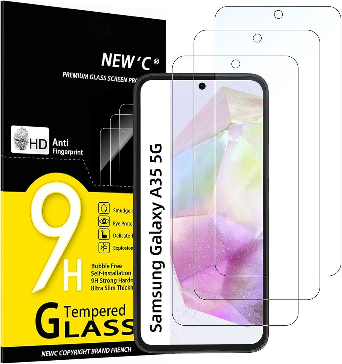 Pack of 3 Samsung Galaxy A35 5G Tempered Glass Screen Protectors – Ultra Durable, Anti-Scratch, HD Clarity & Easy Bubble-Free Install