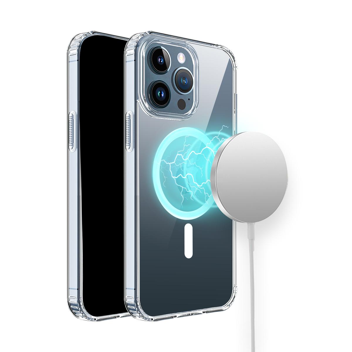 iPhone 15 TRUE Transparent [Magnetic Circle] Shockproof Hybrid - Clear