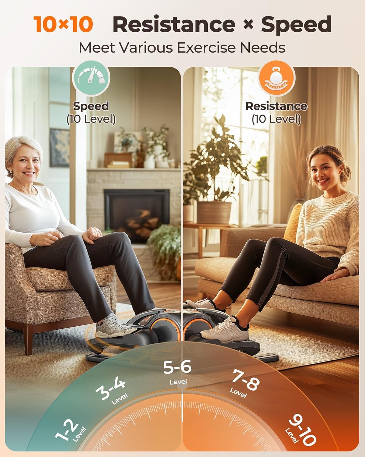 YOSUDA Under Desk Elliptical Electric, Seated Ellipse Leg Exerciser for Seniors with Remote Control, Fully Assembled Elliptical Exercise Machine for Home Use with 10 Adjustable Resistances & Speeds, photo 2 of 7