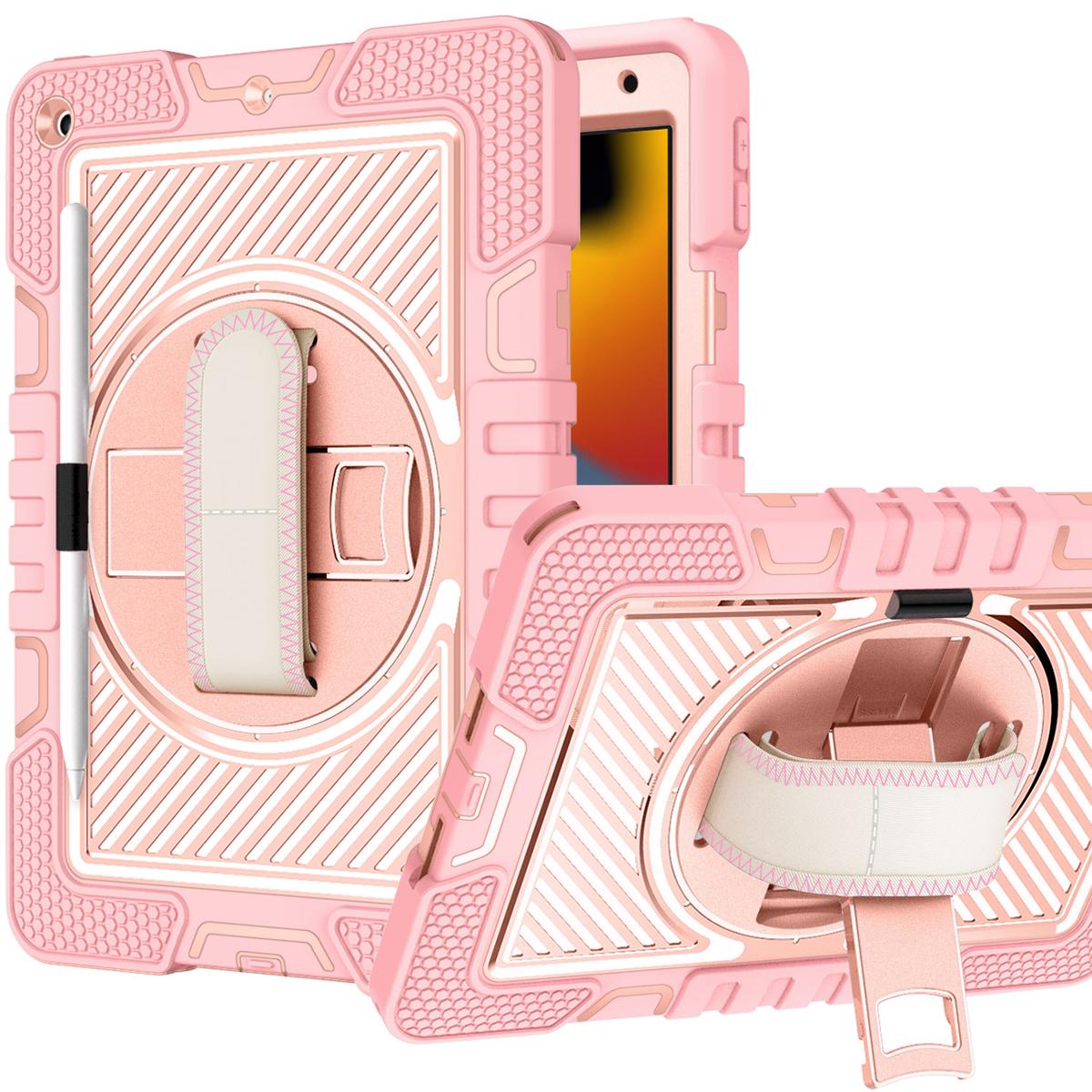 Apple iPad Air 11inch 2024 10.2 inch 3in1 Multi-Functional Tablet Case for Hand, Shoulder, Pencil & Stand - Rose Gold