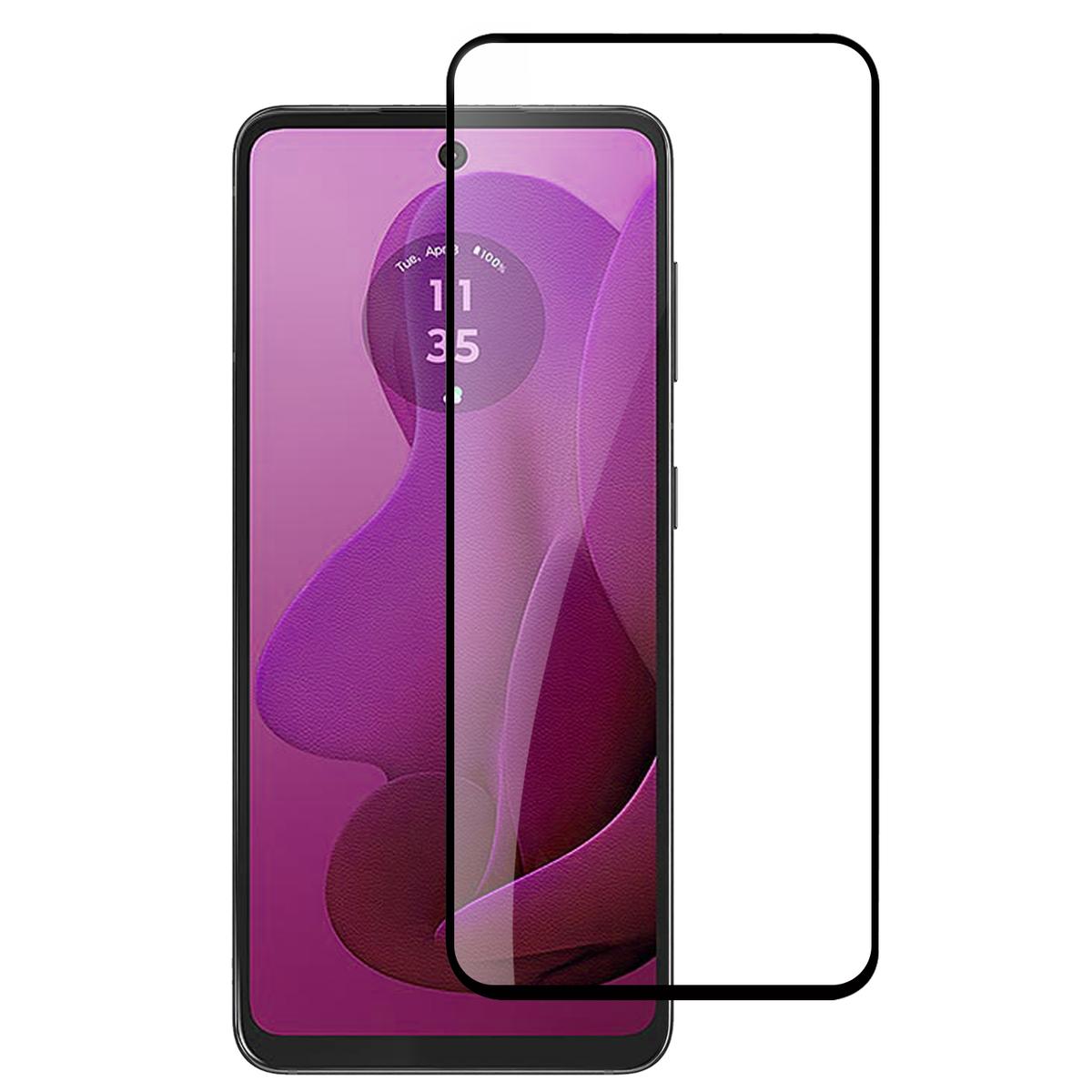 Motorola Moto G Power 5g 2024 Bulk White Paper Card Package Black edged Tempered Glass (Black)