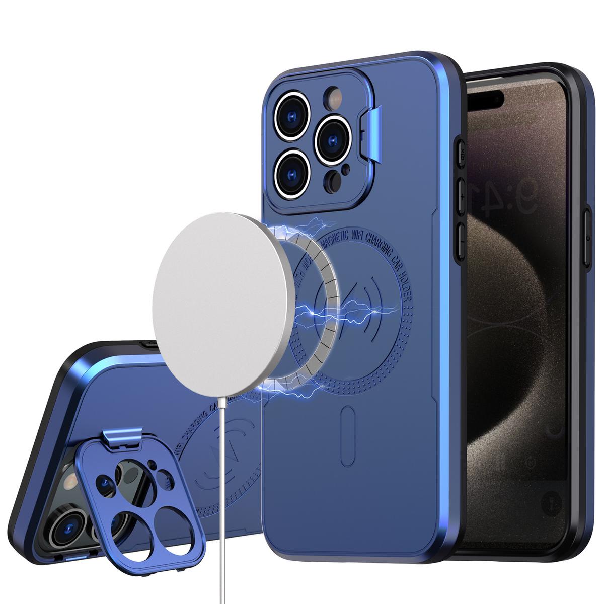 iPhone 15 Magnetic Ring Circle Hybrid Case with Camera Cap, Kickstand & UV Painted Matte Finish, photo 3 of 7