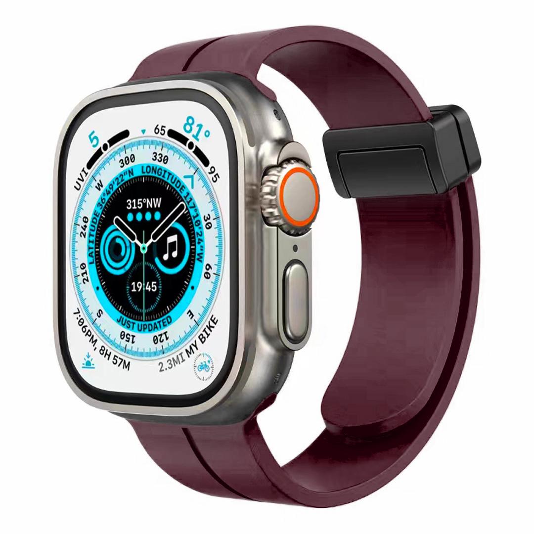 Magnetic Buckle Silicone Band for Apple Watch 42mm/44mm/45mm – Premium Soft Strap Compatible with Series 9 to 1, SE & Ultra