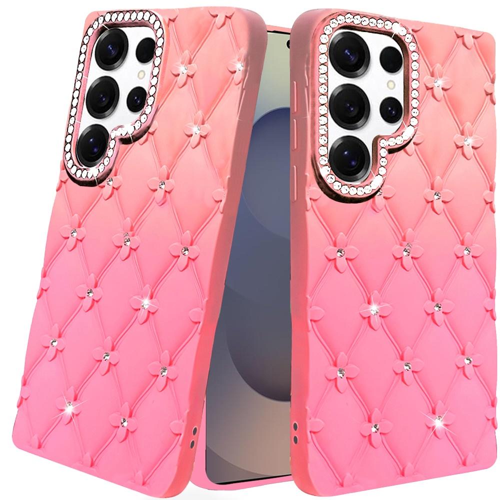 Luxury Pink Floral Bling Phone Case for Samsung Galaxy S26 Ultra