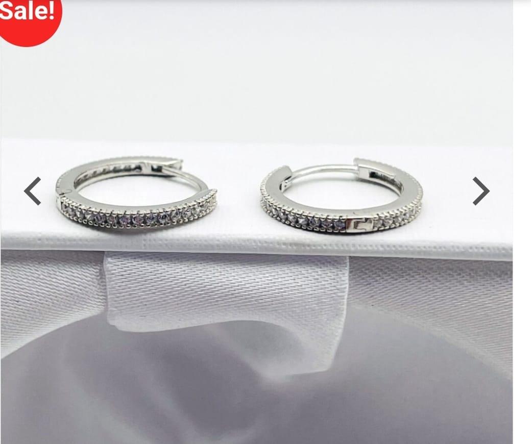 Huggie Hoop Earrings /Cartilage Hoop /Hoop Earrings /Sterling Silver Cz Huggie Hoop /Tragus Hoop / Small Helix Hoop, photo 4 of 4