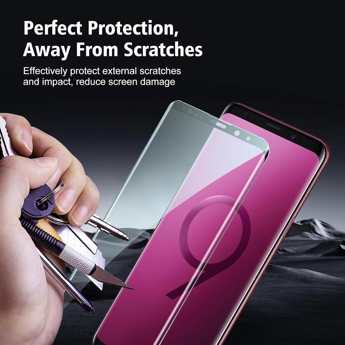 Pack of 3 Samsung Galaxy S9 Tempered Glass Screen Protectors – Case Friendly, HD Clear & Bubble-Free Application, photo 4 of 4