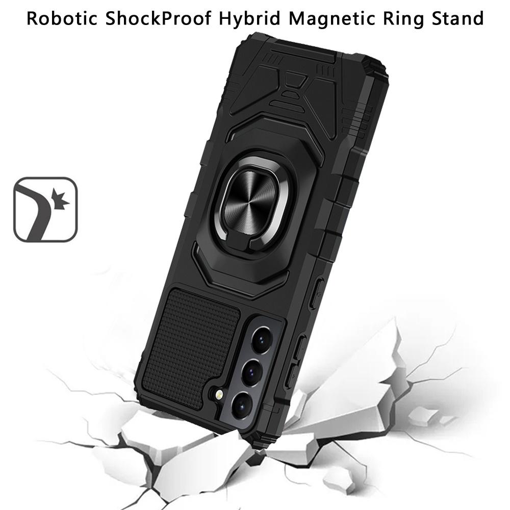 Samsung Galaxy S22 Plus Robotic Hybrid with Magnetic Ring Stand Case Cover - Black, photo 3 of 3