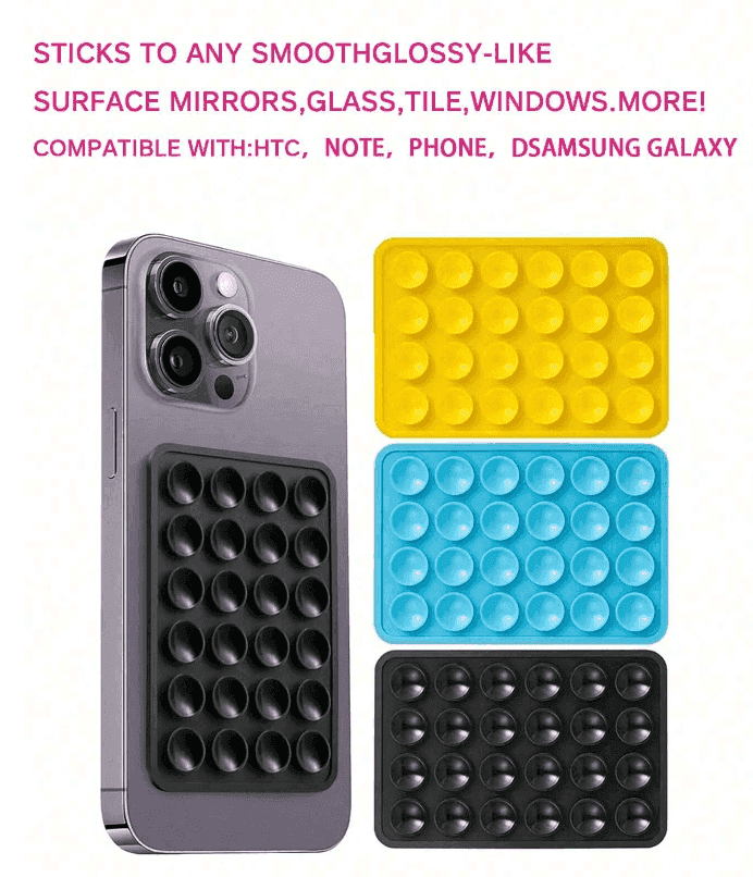 Double Side Silicone Suction Pad For Mobile Phone Fixture Suction Cup Backed Adhesive Silicone Rubber Sucker Pad For Fixed Pad