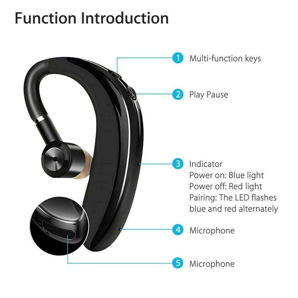 Wireless Headset S109 Bluetooth Mic v5.0 Ear Clip 18 Hours of Calling, Music Sports Earbuds Single Ear Headphone 360-degree Rotator for All Smartphones, photo 2 of 6