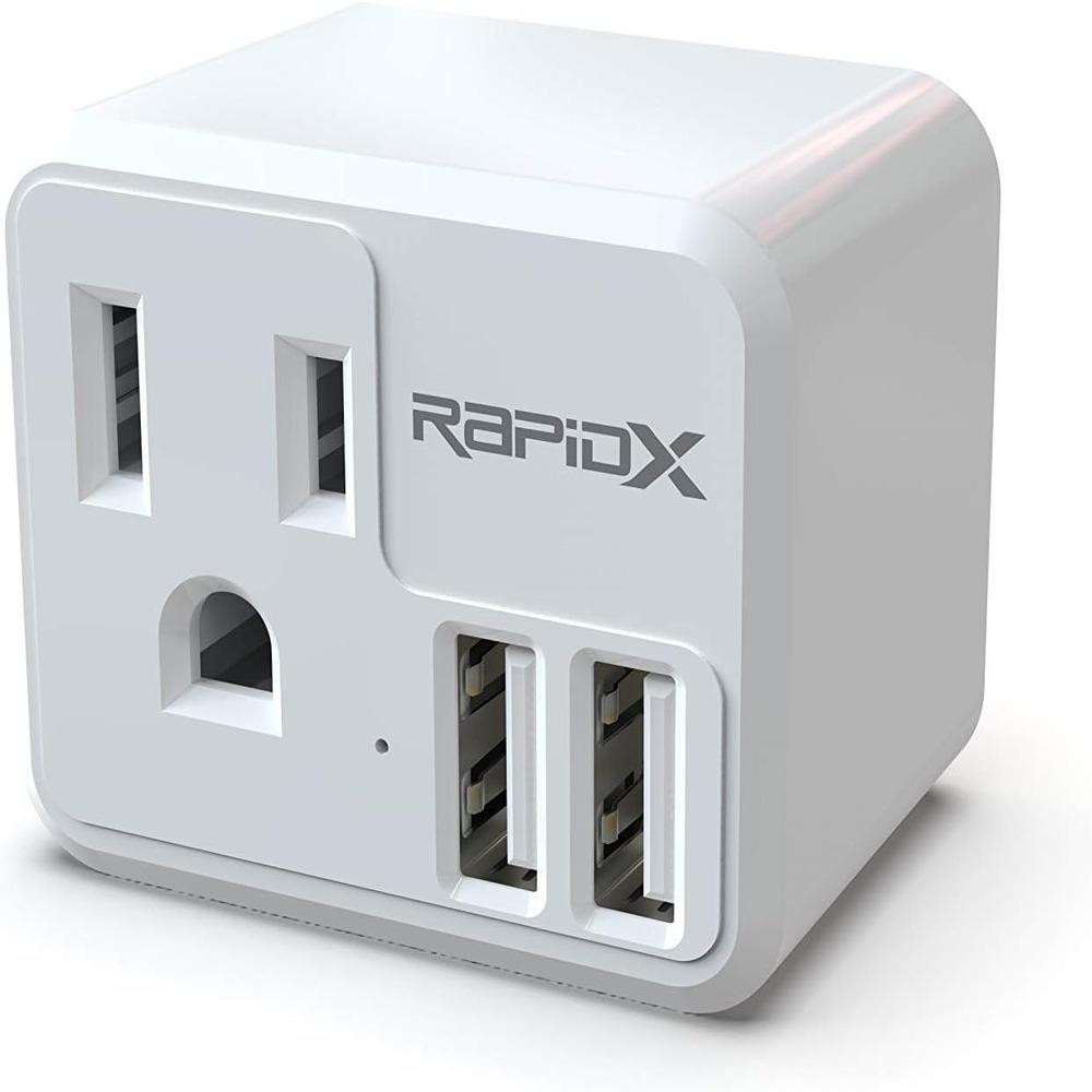 RapidX PowX Wall Outlet with DUAL USB Charger - White