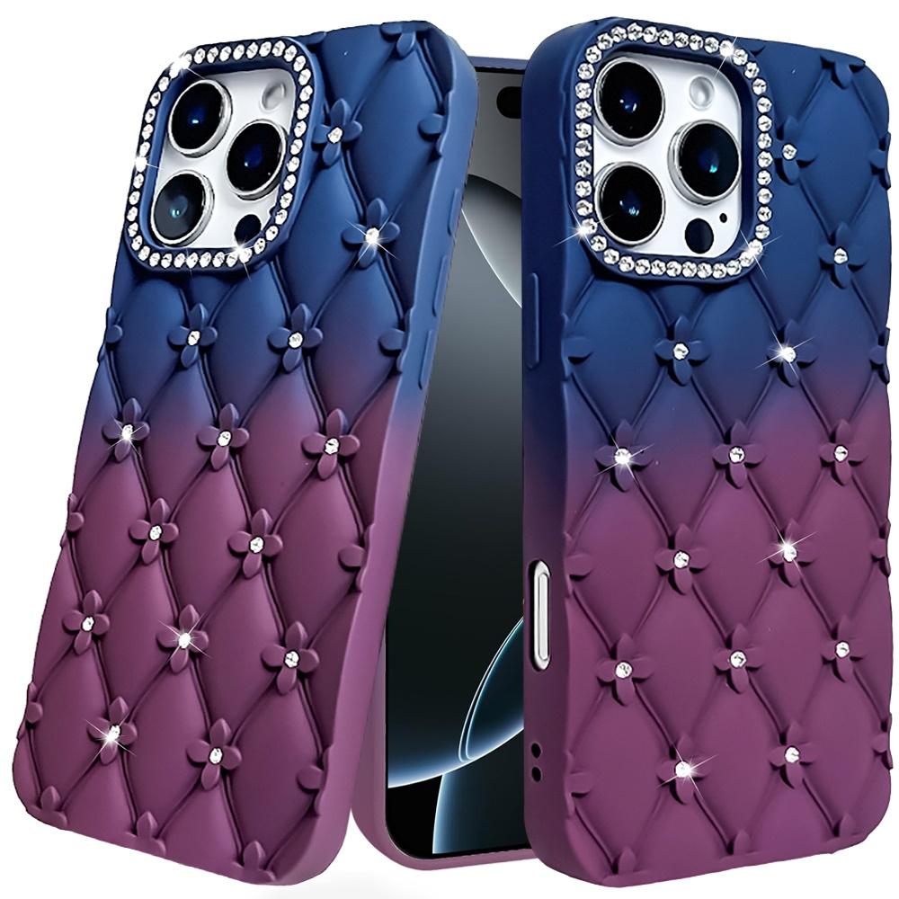 Luxury Gradient Floral Quilted Rhinestone Phone Case for iPhone 16 Pro Max | Available in Multiple Colors | US Seller | Free Delivery, photo 3 of 5